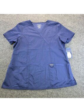 Cherokee Workwear Revolution Stretch V-Neck Scrub Top L Navy Uniform Nurse Shirt